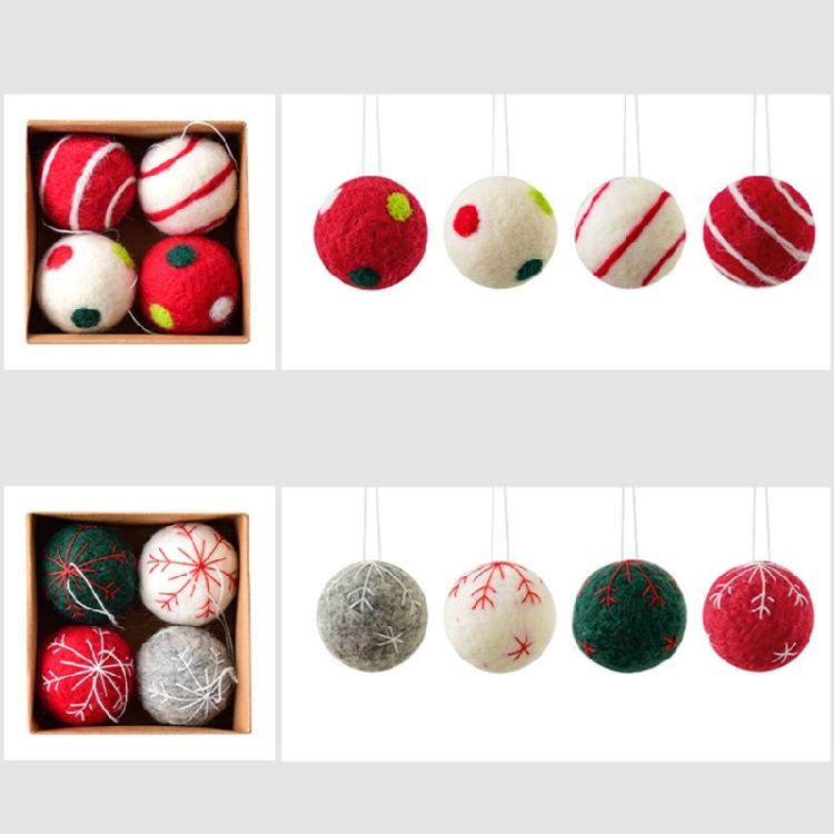 Set Of 4 Winter Snowflake Wool Felt Decoration Colorful Christmas Tree Decoration With Secure Hanging Ropes
