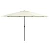 390 Cm Metal Mast Sun Umbrella In Sand White