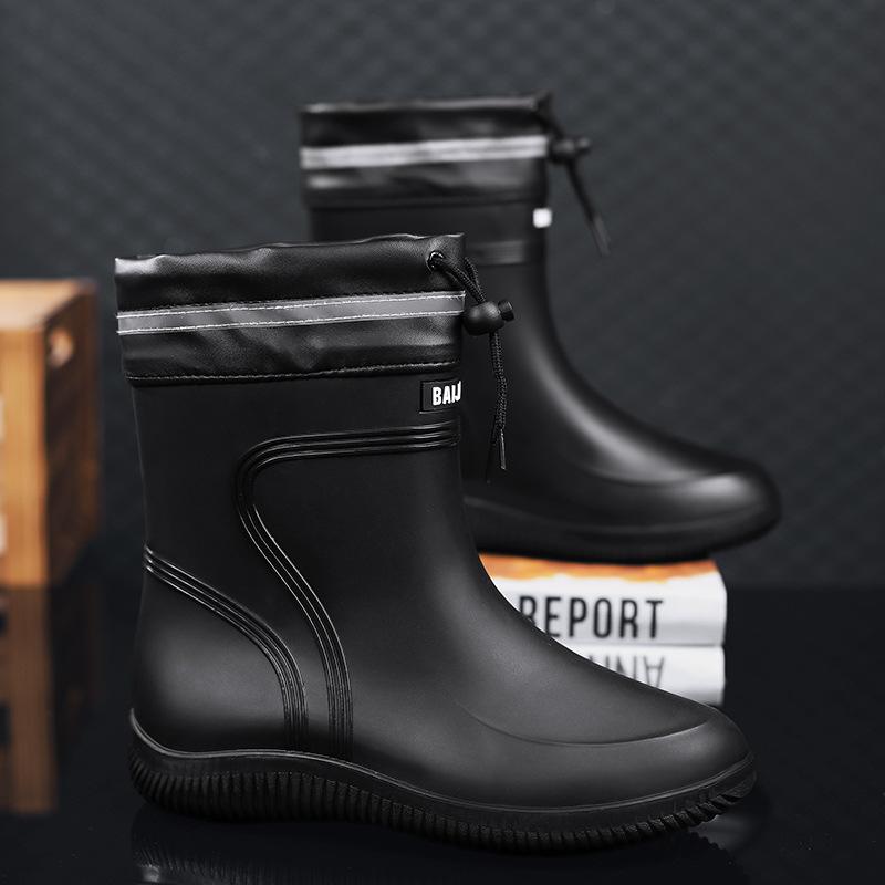 Waterproof shoes men's and women's rain shoes fashionable medium tube bundle fashion rubber shoes non-slip fishing rain boots