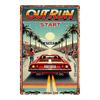 Racing Car Retro Style Metal Decorative Painting for Garage Room Decor