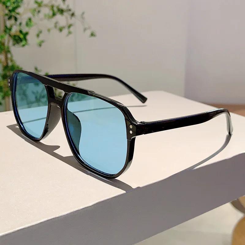 

1Pc Retro Fashion Double Bridge Square Sunglasses, a Trendy Fashion Item, Suitable for Daily Casual Wear, Travel, and Driving