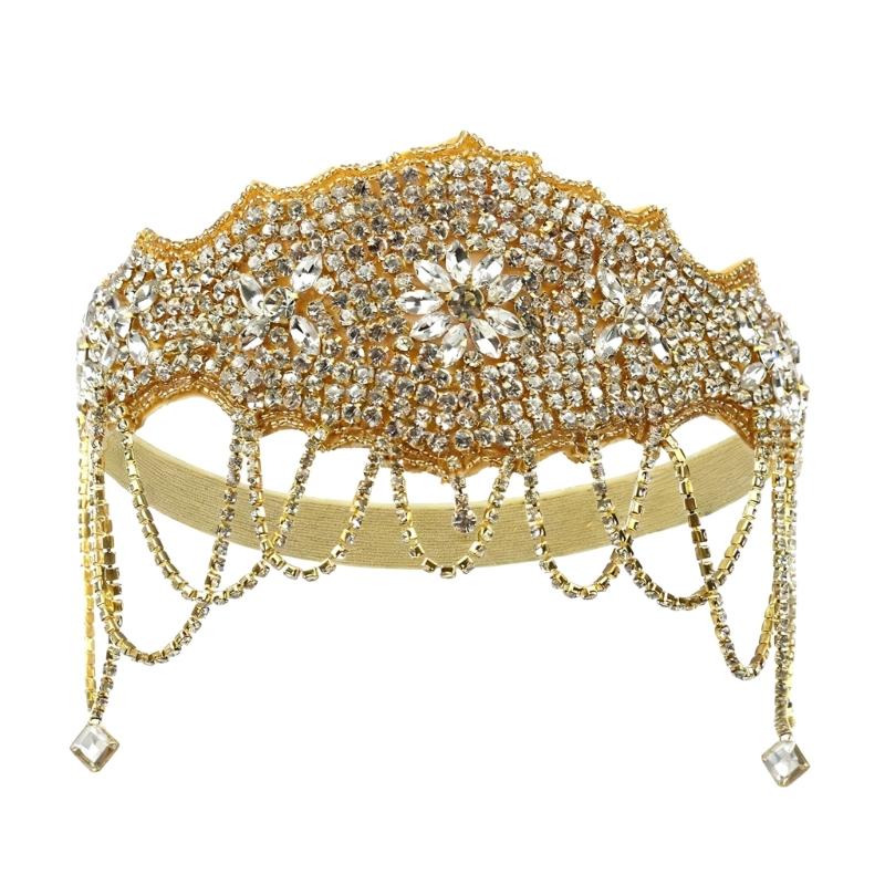 

Rhinestones Elastic Hairband Fashion Headband For Cosplay Event Evening Parties Nonslip Comfortable Dance Accessory