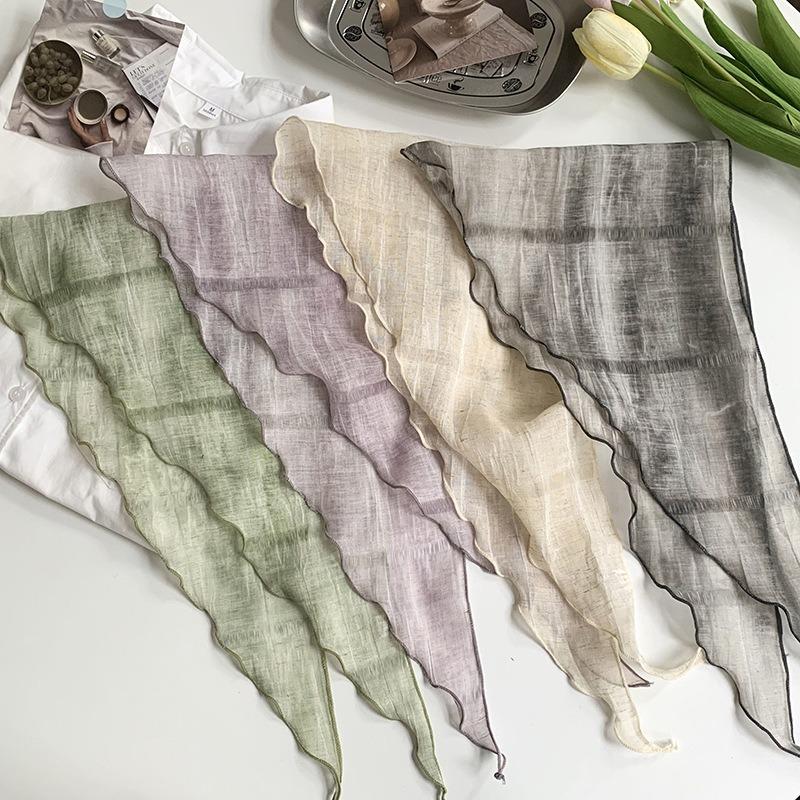 Triangle Scarf Scarf Women's New Literary and Versatile Neck Protection Silk Scarf Scarf Headscarf Summer Women's Pastoral Hair Accessories Headgear