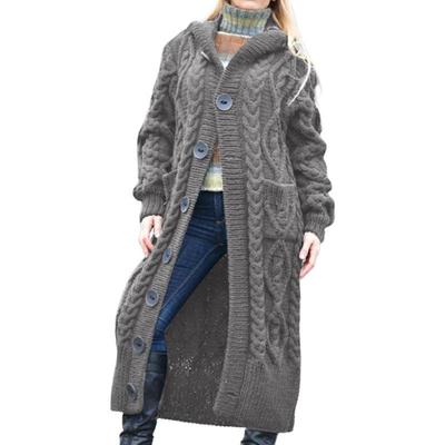 Women's Spring and Autumn Big Yards Twist Cardigan Knit Sweater Loose Medium-length Sweater