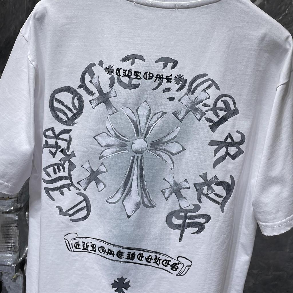 8931 CHROME HEARTS 2026 Summer New High Quality Cotton Round Neck Loose Large Size Men's and Women's T-shirt Couple T-shirt