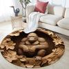 Wolf, Gorilla, Fox, and Wildebeest  Round Area Rug,Carpet Rug for Living Room Bedroom Sofa Playroom Decor,Non-slip Floor Mat