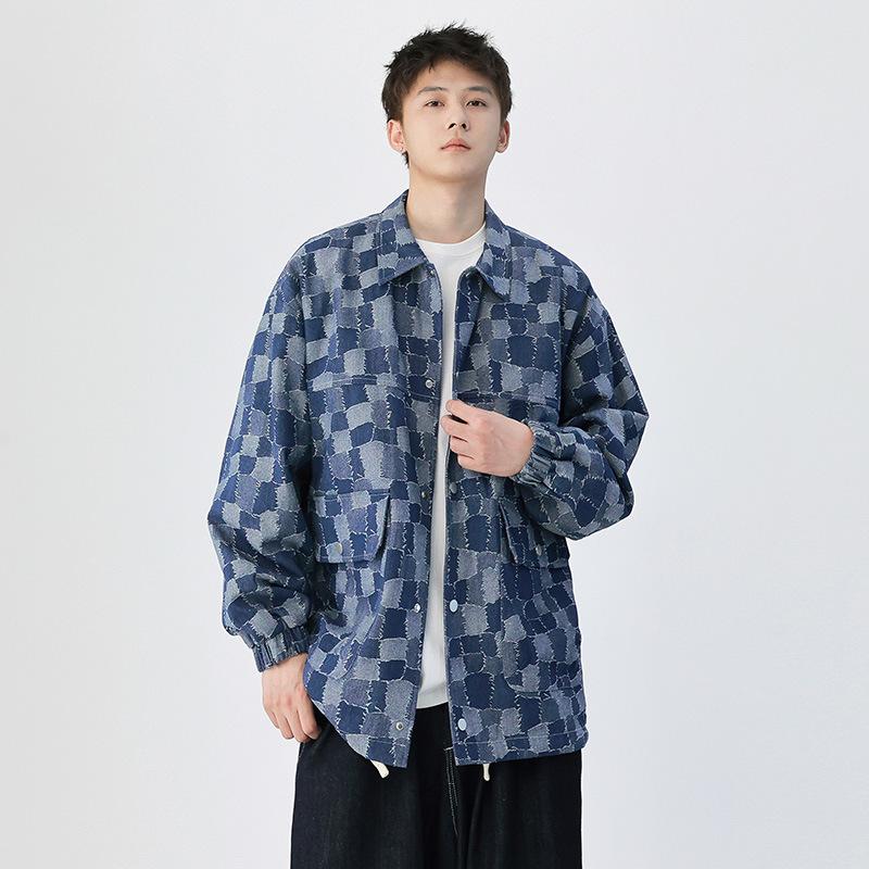 

Куртка Tooling Jacket Мужская весна и осень в стиле Гонконга, повседневная, свободная, с лацканами, модная джинсовая куртка Ruffian, красивая мужская одежда XXXL