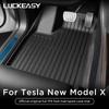 LUCKEASY for Left Drive Tesla Model X TPE Waterproof Wear-resistant Floor Mats Trunk Mat Car Modification Accessories