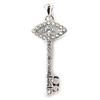 Les Trésors De Lily [M6196] - White 'Fatma Key' Silver Pendant - 28x11 Mm