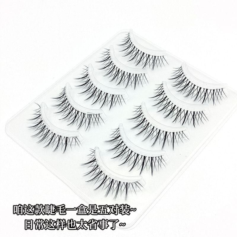 Lashie - Set of 5 Pairs: Criss Cross Clear Band False Eyelashes