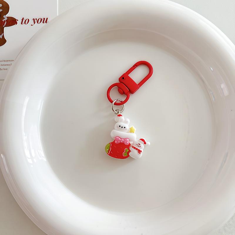 Christmas Cartoon Cute Keychain Santa Claus Elk Snowman Pendant Keyring Backpack Hanging Decoration Year Party Gifts
