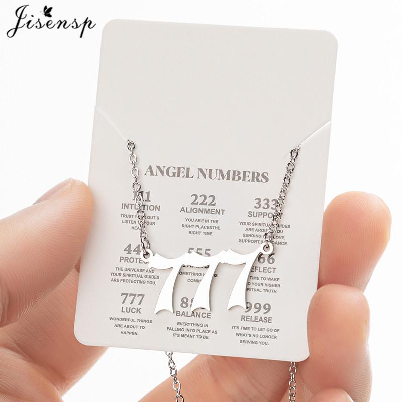 Stainless Steel Angel Number Lucky Numbers Necklaces 111 222 333 444 555 888 999 777 666 Pendant Necklace Charms Jewelry