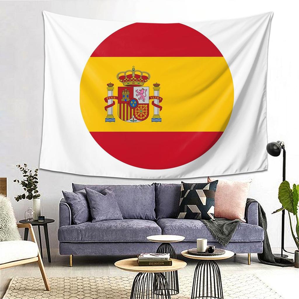 Spain Spanish Flag Round Tapestry Decor Art Aesthetic Tapestries for Living Room Bedroom Home Wall Cloth Wall Hanging