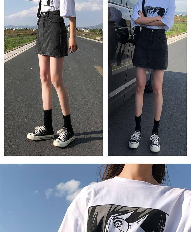 Women's High-Waist Mini Denim A-Line Skirt - Summer 2022 Hot Girl Style