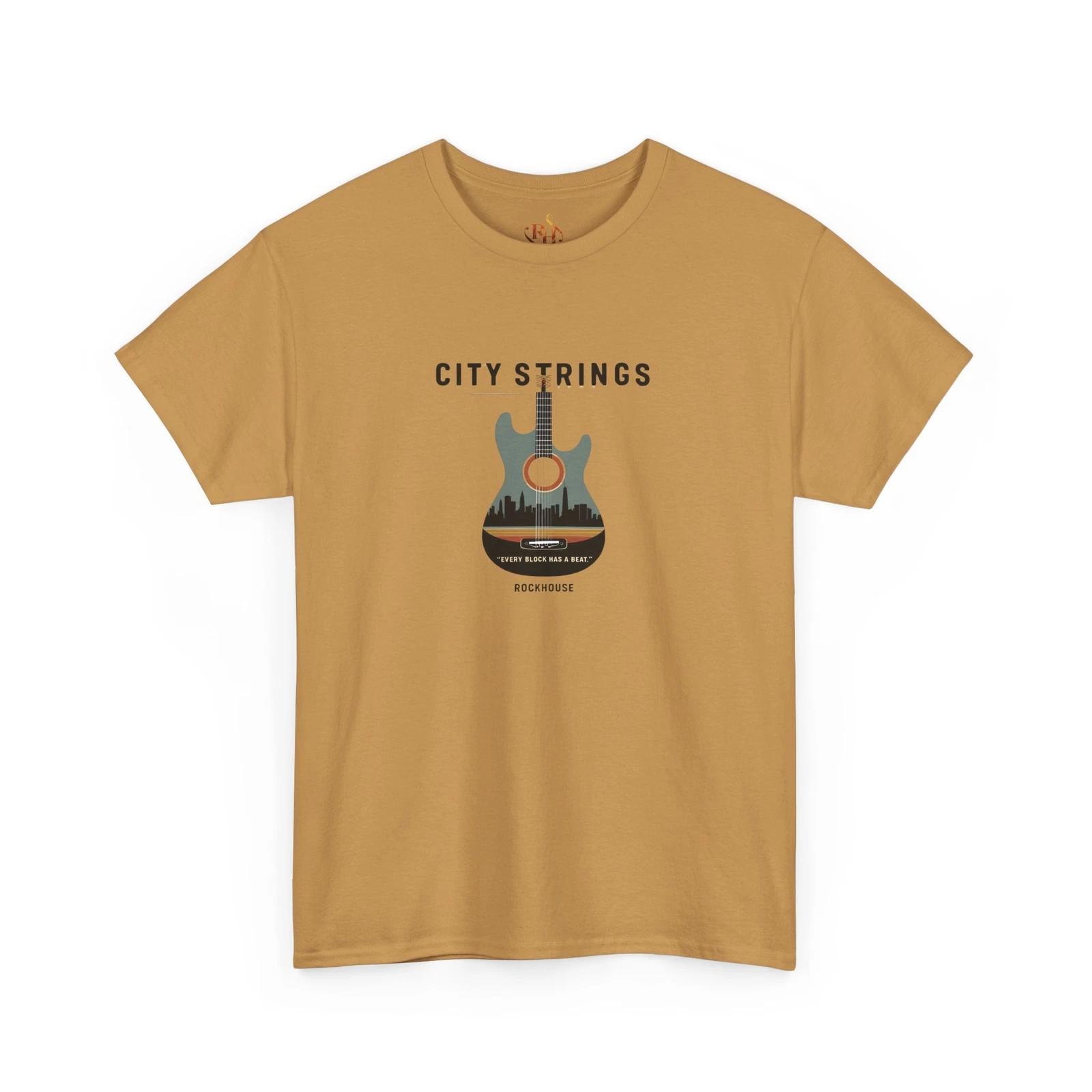 City Guitar Music T-Shirt - Classic Vintage Custom Tee - Designer Gift, Mindful S