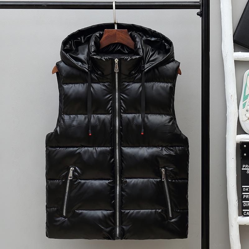 Men's Shiny Autumn/Winter Thickened Sleeveless Vest - Warm Korean Trend Outerwear for Couples