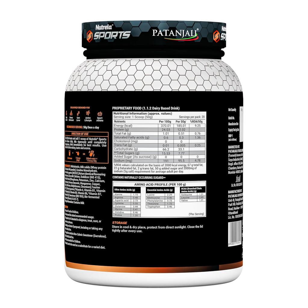 Nutrela Sports Mass Gainer 1KG Vanilla Ice Cream Protein Powder for Muscle Growth and Fitness