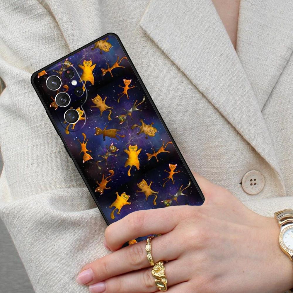 Space Happy Cats Cell Phone Case for Samsung Galaxy S26 Ultra S25 S24 S23 S22 S21 S20 Note10 Cover