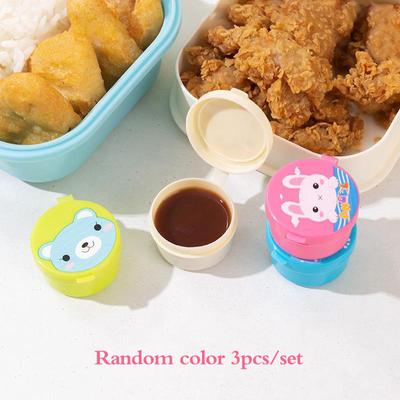 3-teilige tragbare Cartoon-Mini-Sauce-Box, kleiner Saucenbehälter, Kinder-Mittagessen-Zubehör