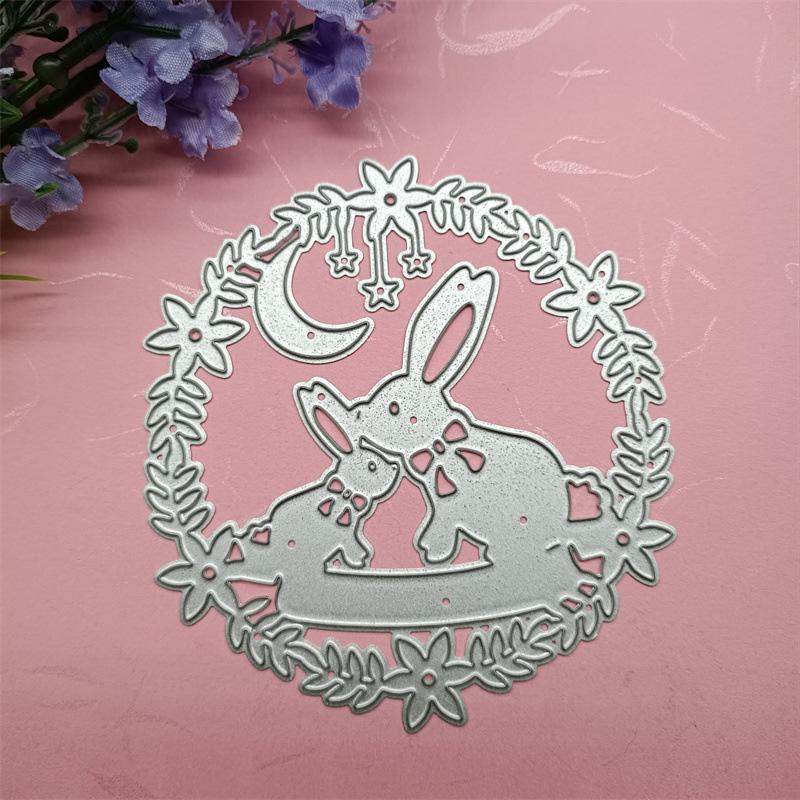 

Пасхальный кролик кольцо венок художественный фон Скрапбукинг металлические трафареты трафареты для DIY альбом декор бумажной карты серебряный
