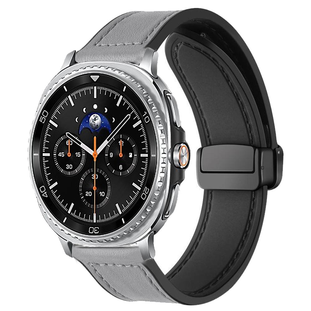 Leather+Silicone Strap for Samsung Galaxy Watch8 44mm 40mm Classic 46mm Magnetic Buckle Wristband for Galaxy Watch Ultra 2025 47mmBelt