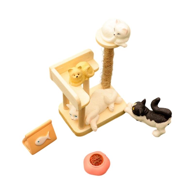 

Кукольный домик Миниатюрные фигурки кошек с когтеточкой Аксессуары для питомцев Модель-фигурка масштаба 1/12 Декорации для сцены Мебель