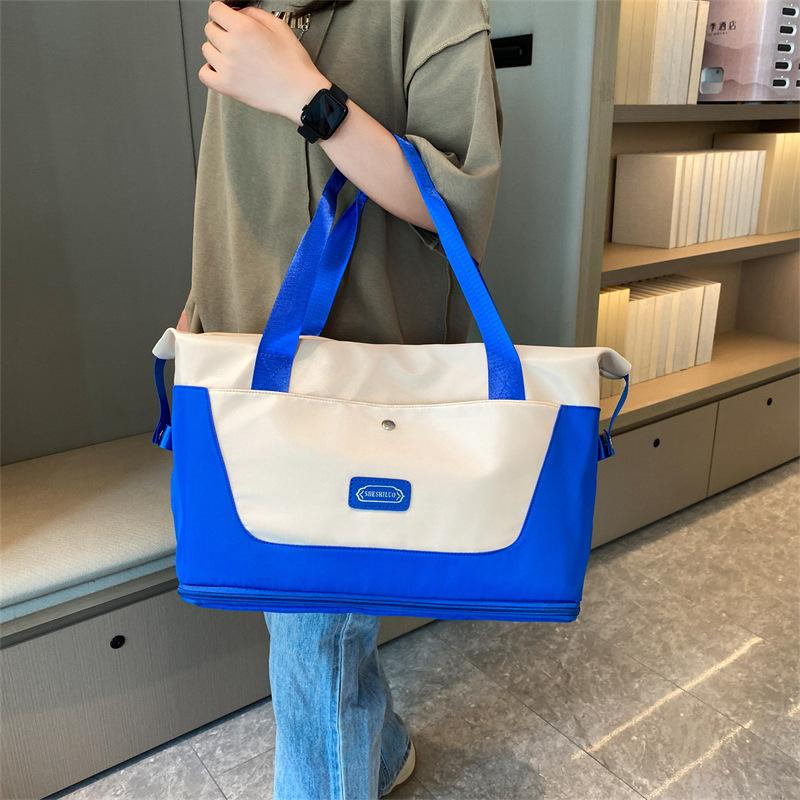 Travel Bag Large-capacity Wet and Dry Separation Expansion Duffel Bag Women's Sports Swimming Yoga Fitness Bag Contrasting Color Design