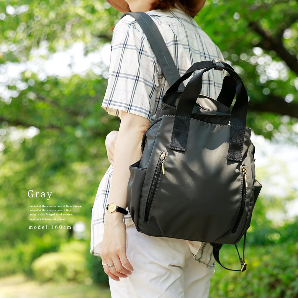 Gratante 9 Ultra Lightweight Many Commuting to Work or Large Mom Square [Gratante] Backpack, Women's, Stylish, Nylon, Pockets, Nylon, Adults,