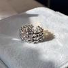 Foxanry Gold Color Hollow Grid Geometric Rings For Women Couples Classic Personality Minimalist Fashion Creative Party Jewelry