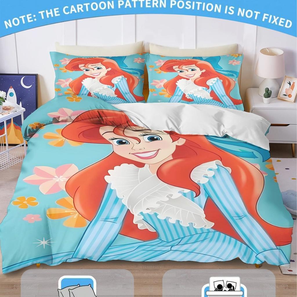 Princess Series 3D Print Children'S Cartoon Bedding Set 2/3-Piece Set,100% Polyester Quilt Cover Set With Pillowcases Home Decor