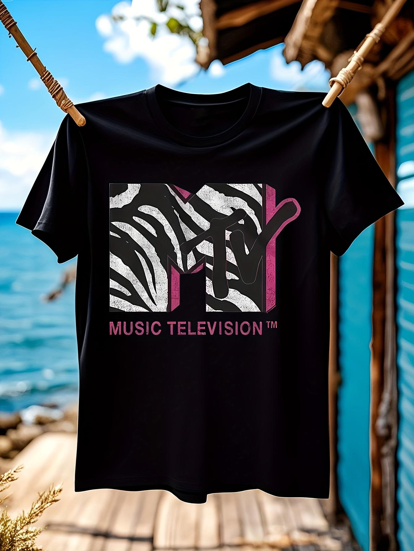 MTV Graphic T-shirt - White Crew Neck Tee with Bold MTV Logo S