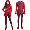 Movie Cosplay Costume Women's Red And Black Punk-style Jumpsuit With Cool 3d Digital Print Patterns For Halloween Costumes