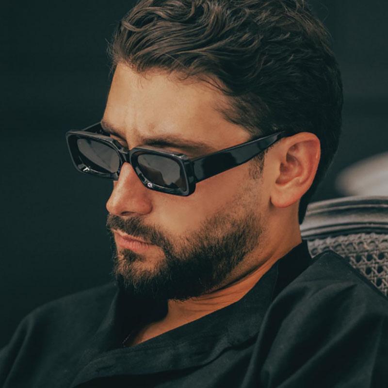 Fashion Designer Rectangle Sunglasses Men Retro Punk Square Eyewear Classic Black Driving Sun Glasses UV Protection