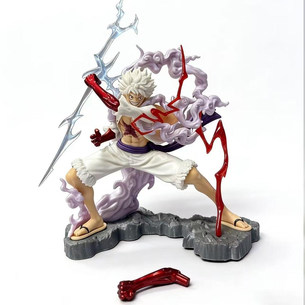 28cm One Piece Figure Sun God Gear 5 Nika Luffy Action Figure GK Thunderbolt Monkey D Luffy Model PVC Collectible Toy
