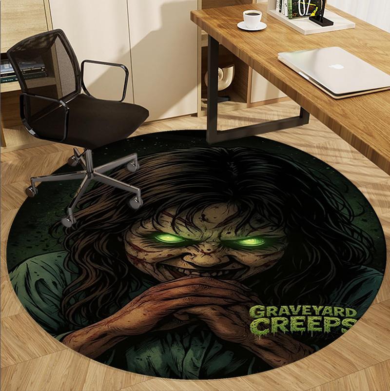 Chucky Pattern Round Rug, Indoor/Outdoor Mat, for Picnic, Gameroom, Bedroom, Office, Living Room, Home Decor Carpet, Birthday Gift