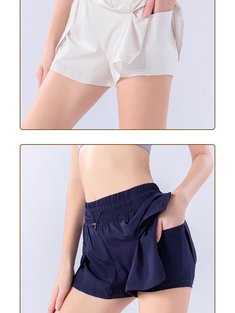 New Women's Quick-Dry Two-Piece Sports Shorts - Loose, Drawstring, Anti-Exposure Yoga & Fitness Pants.