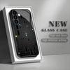 Kreative schwarze gehärtete Glas Handyhülle geeignet für Samsung Galaxy S26 S25 S24 S23 S22 S20 FE/Ultra/Plus Anti-Drop Rückabdeckung