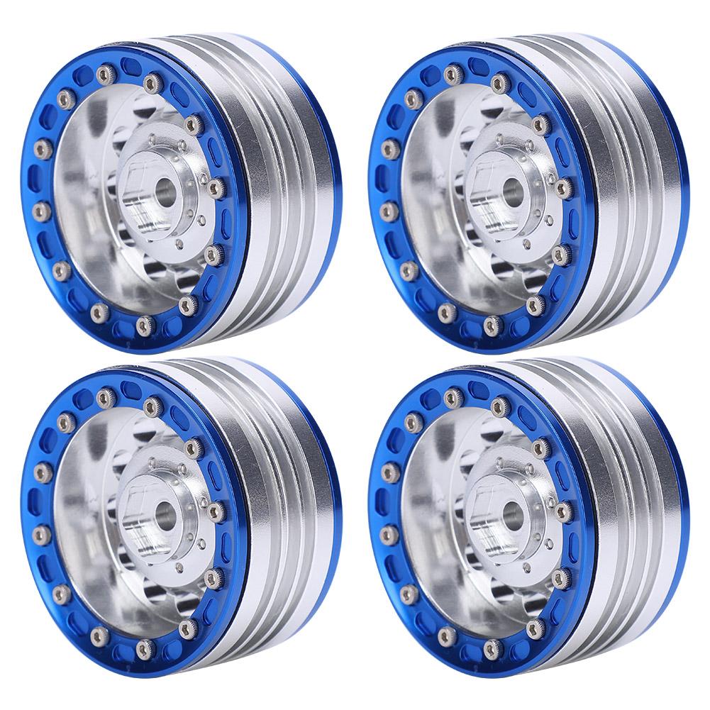 4pcs Metal Wheel Hub RC Car A Essories Fit for 1Celsius10 RC Crawler 1.9 Inch(Red Black )