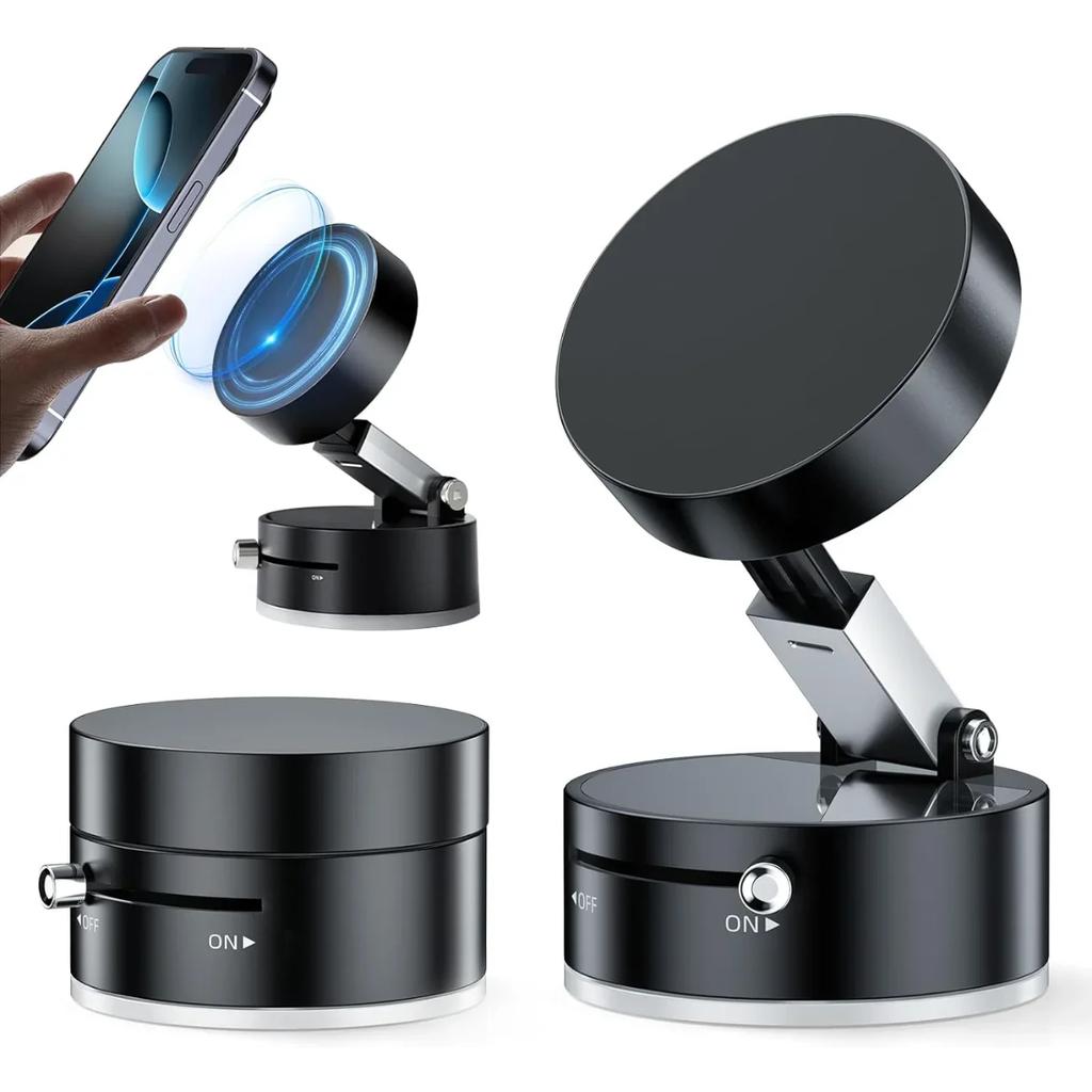 Mobile Phone Vacuum Suction Cup Holder Foldable for iPhone/ Android Kitchen Lazy Vacuum Double Sided Magnetic Bracket