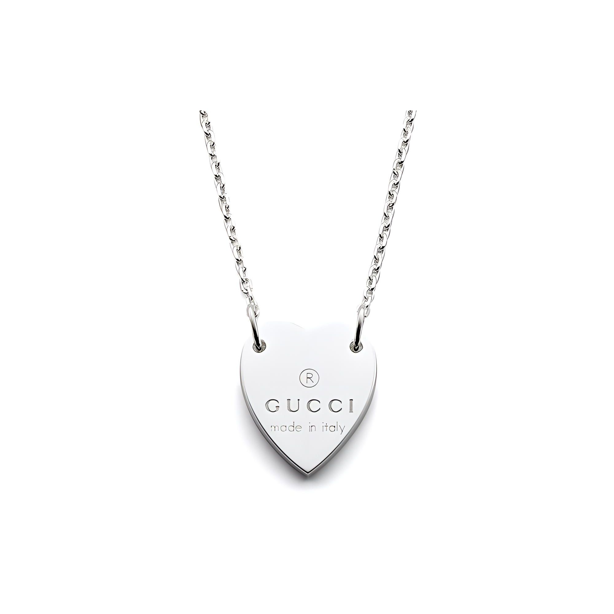 Gucci Classic Design Heart Pendant Necklace With  Logo Women necklace Silver 223512-J8400-8106 Silver,F