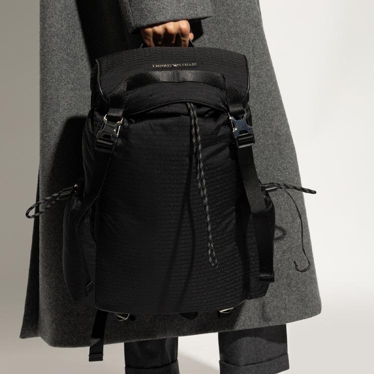 Emporio Armani Adjustable Shoulder Strap Nylon Backpack Men backpack Black Y4O459-YQ76E-81073