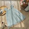 Double-Layer Butterfly Mesh Sweet Girl Strapless Fly-Sleeve Summer Puffy Princess Dress