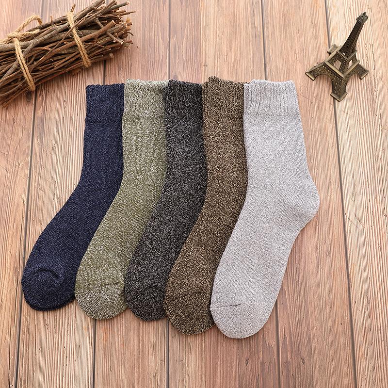 5 Paar Winterwarme Herrensocken dick Männliche Damensocken Super Dickere Einfarbige Socken Wintersocken gegen Kälte Schnee Frotteesocken