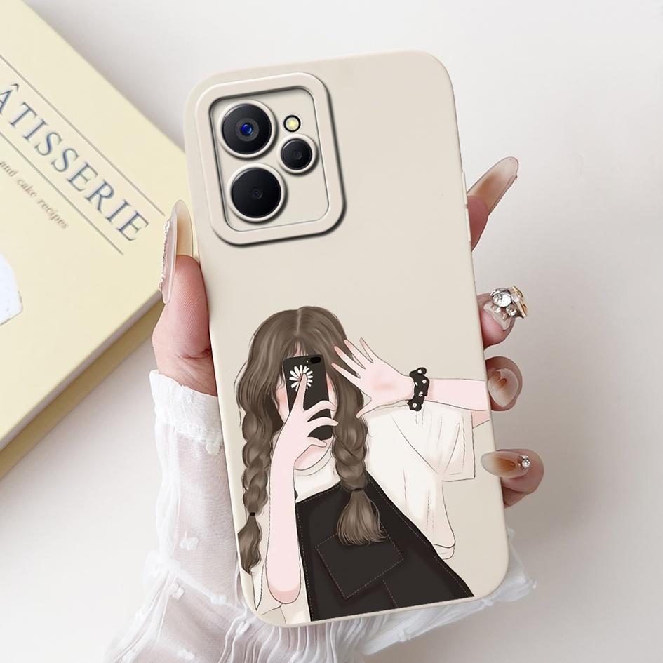 For Realme 9i Case Cool Fashion Flower Marble Sunset Soft Liquid Silicone Lens Protective Cover For Realme 9i 5G Realme9i Bumper