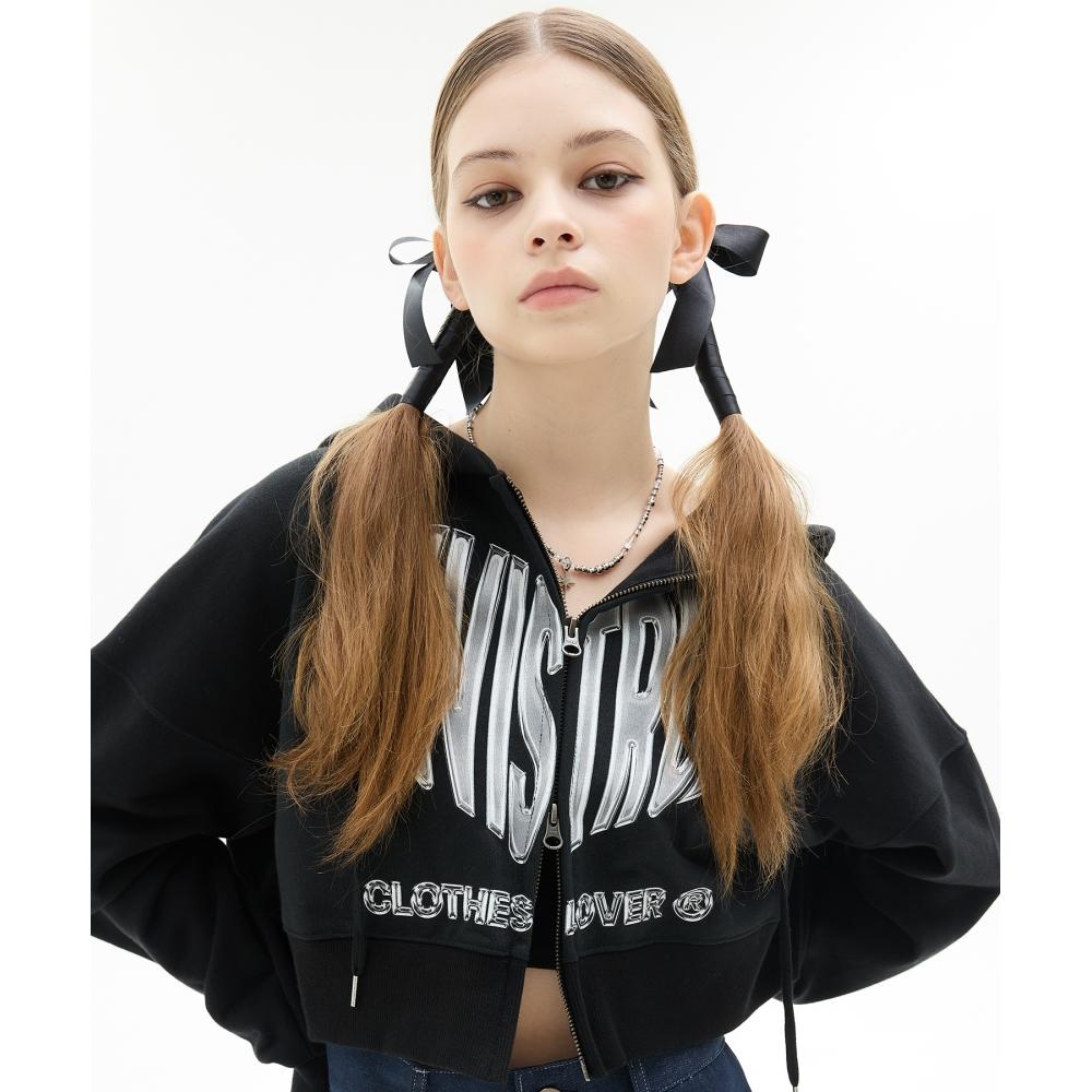 

LUV IS TRUE VL УКОРОЧЕННЫЙ КАПЮШОН НА МОЛНИИ С ДВУМЯ СЛОЯМИ ЧЕРНЫЙ