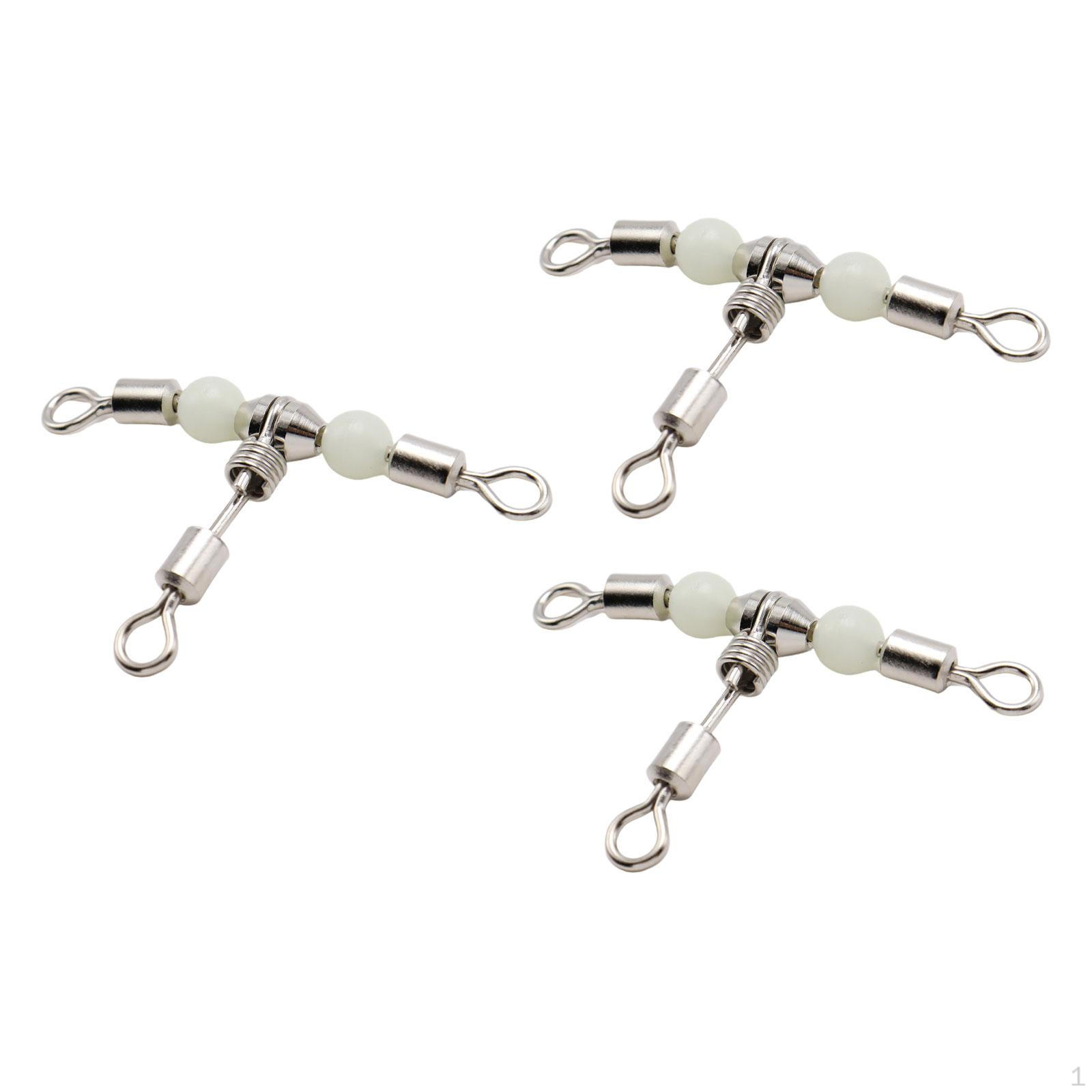 

3x 3 Way Swivels Three Stainless Steel Swivel with Beads Fishing Supplies for Catfish