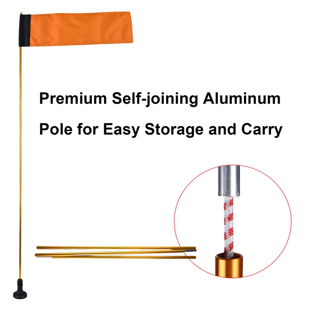 Large Kayak Safety Flag with Pole Storage Bag Screws and Track Mount Base High Visibility 20x5.6 Inch Kayak Flags for Safety