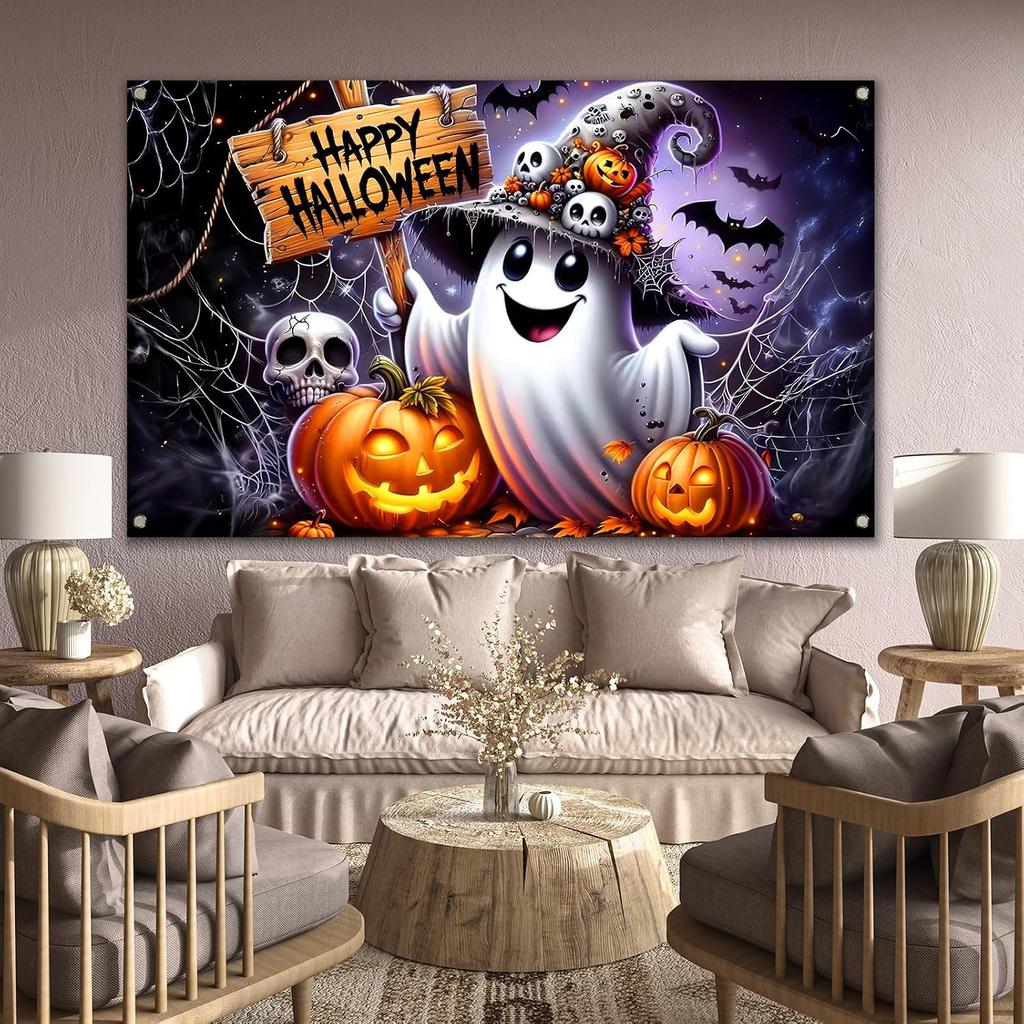 Ghost Pumpkin Photo Backdrop Halloween Decoration for Home Decor
