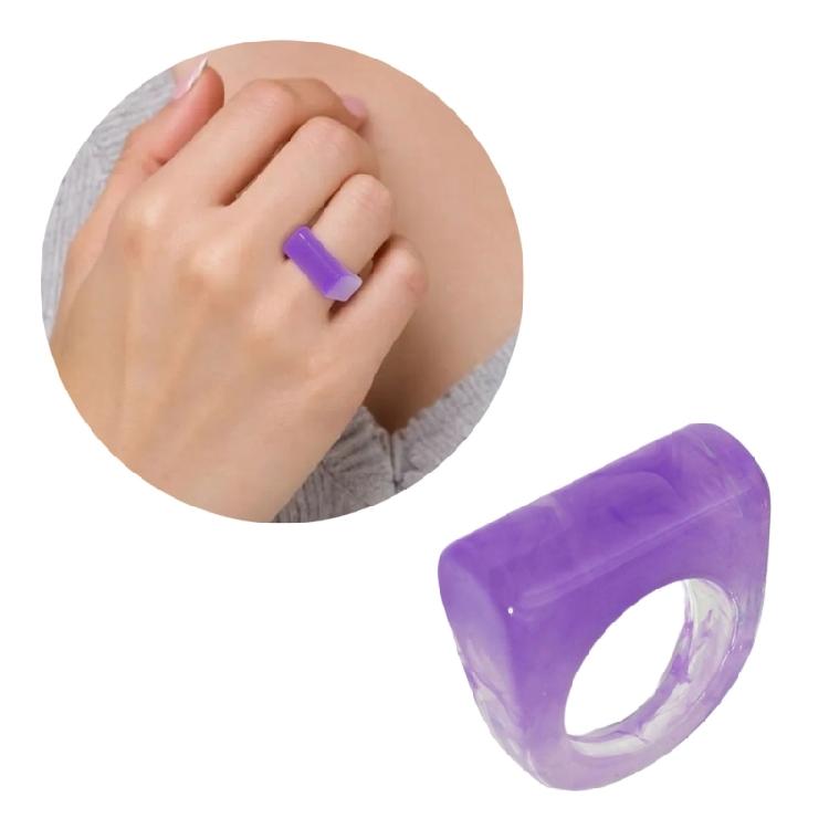 Kolorowe żywiczne pierścionki geometryczne Solidny dodatek do codziennych stylizacji