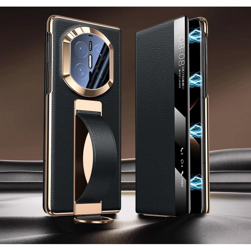 Premium Genuine Leather Flip Case Mate X7 With Magnetic Wrist Strap Full Camera Protection AndTexture Finish